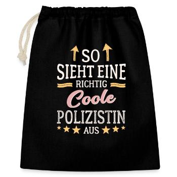 So sieht eine richtig coole Polizistin aus - Geschenkbeutel aus Baumwolle (40 x 50 cm) - Schwarz - Vorne