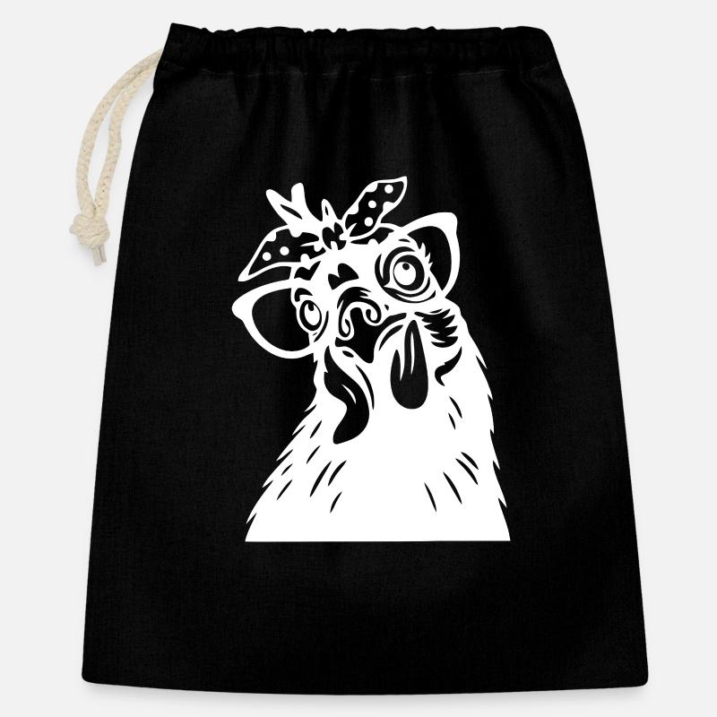 Lustiges Huhn mit Bandana-Kunst - Geschenkbeutel aus Baumwolle (40 x 50 cm) - Schwarz