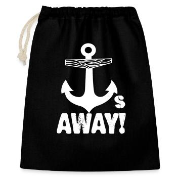 AWAY Marine Anker – Marine Muster - Geschenkbeutel aus Baumwolle (40 x 50 cm) - Schwarz - Vorne