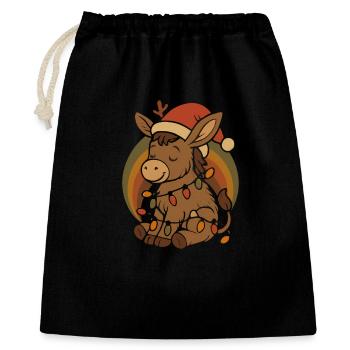 Retro Vintage Esel Elfe Weihnachten Geschenk - Geschenkbeutel aus Baumwolle (40 x 50 cm) - Schwarz - Vorne