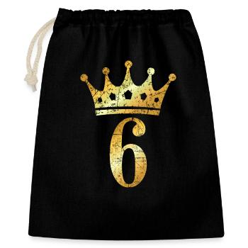 Couronne numéro 6 (jaune doré vintage) 6ème anniversaire - Sac cadeau 40 x 50 cm - noir - Devant