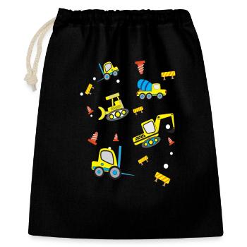 Construction sites Vehicles - Gift Bag 40 x 50 cm - black - Front