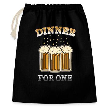 Dinner for one | Lustiges Bier Design - Silvester - Geschenkbeutel aus Baumwolle (40 x 50 cm) - Schwarz - Vorne