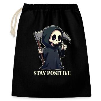 Restez positif - Sac cadeau 40 x 50 cm - noir - Devant