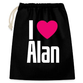 I Love Alan Pinkes Herz Ich liebe Alan - Geschenkbeutel aus Baumwolle (40 x 50 cm) - Schwarz - Vorne
