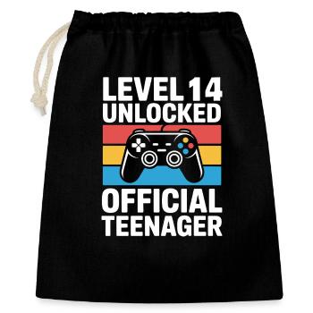 Level 14 Entsperrter offizieller Teenager - Geschenkbeutel aus Baumwolle (40 x 50 cm) - Schwarz - Vorne