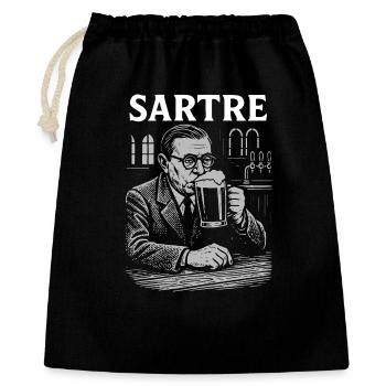 L’existentialiste Jean Paul Sartre buvant de la bière - Sac cadeau 40 x 50 cm - noir - Devant