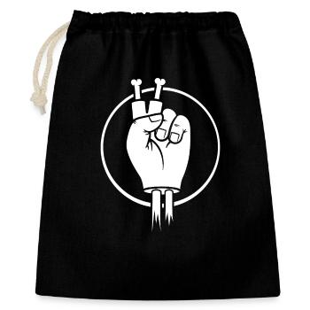 Victory Sign Hand with Bone Fingers - Gift Bag 40 x 50 cm - black - Front