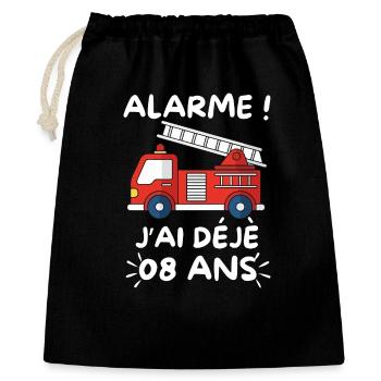8 Jahre altes Feuerwehrauto, Geburtstag - Geschenkbeutel aus Baumwolle (40 x 50 cm) - Schwarz - Vorne