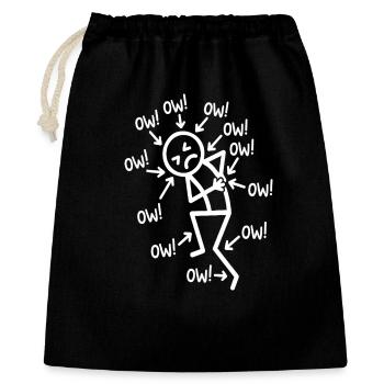 Sympathischer Stickman oder lustige Schmerzgrafik - Geschenkbeutel aus Baumwolle (40 x 50 cm) - Schwarz - Vorne