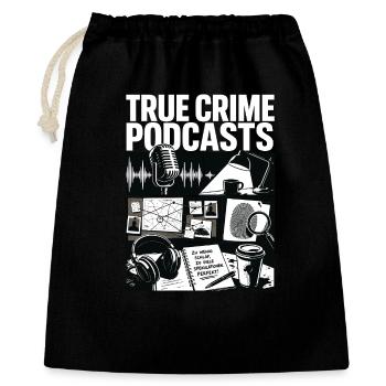 True Crime Podcast Ermittler - Geschenkbeutel aus Baumwolle (40 x 50 cm) - Schwarz - Vorne