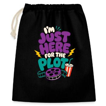 Just Here For The Plot - Geschenkbeutel aus Baumwolle (40 x 50 cm) - Schwarz - Vorne
