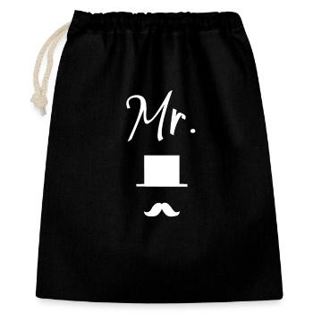 Mr Gentleman Icon – Hat & Mustache Wedding - Gift Bag 40 x 50 cm - black - Front