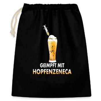 Geimpft mit Hopfenzeneca - Geschenkbeutel aus Baumwolle (40 x 50 cm) - Schwarz - Vorne