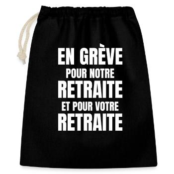 retraite, réforme des retraites - Sac cadeau 40 x 50 cm - noir - Devant