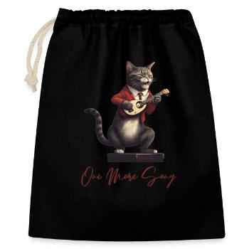 Un chat en costume rouge joue de la guitare - Sac cadeau 40 x 50 cm - noir - Devant