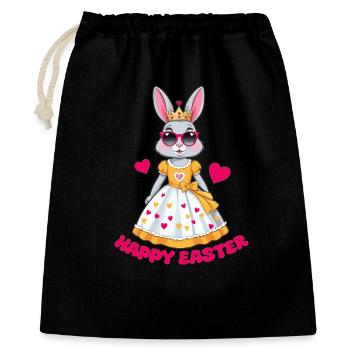 Osterhase Königin - Geschenkbeutel aus Baumwolle (40 x 50 cm) - Schwarz - Vorne