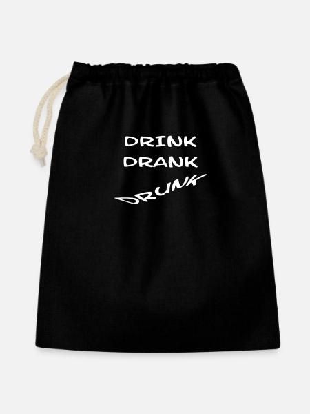 Drink Drank Drunk - Geschenkbeutel aus Baumwolle (40 x 50 cm) - Schwarz