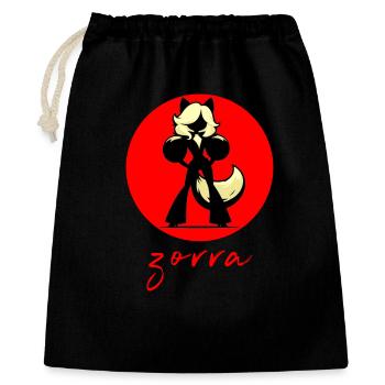 Renard à fond rouge - Sac cadeau 40 x 50 cm - noir - Devant