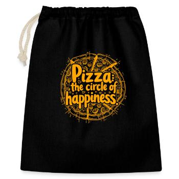 PIZZA : LE CERCLE DU BONHEUR - Sac cadeau 40 x 50 cm - noir - Devant
