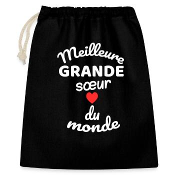 Ewiges Geschwistergeschenk mit Rouge-Herz - Geschenkbeutel aus Baumwolle (40 x 50 cm) - Schwarz - Vorne
