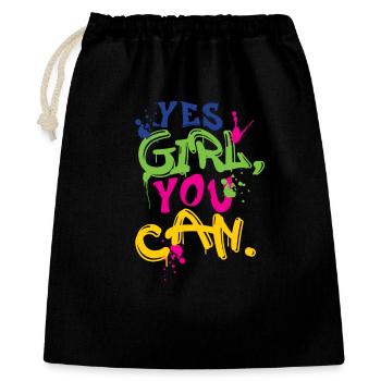 girl yes you can - Gift Bag 40 x 50 cm - black - Front