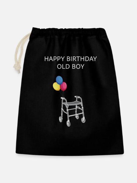 Happy Birthday Old Boy - Geschenkbeutel aus Baumwolle (40 x 50 cm) - Schwarz