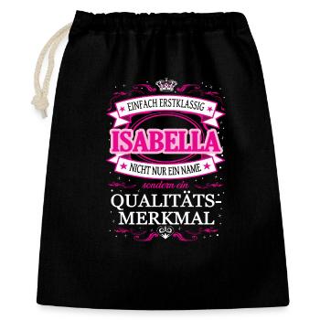 Qualitätsmerkmal Isabella einfach Erstklassig - Geschenkbeutel aus Baumwolle (40 x 50 cm) - Schwarz - Vorne