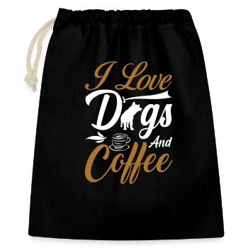 love coffee and dogs - Geschenkbeutel aus Baumwolle (40 x 50 cm) - Schwarz - Vorne