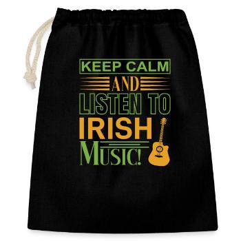Keep calm listen irish music - Geschenkbeutel aus Baumwolle (40 x 50 cm) - Schwarz - Vorne