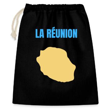 T-shirt carte La Réunion île dorée - Sac cadeau 40 x 50 cm - noir - Devant