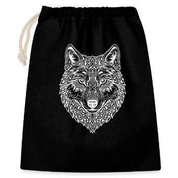 Tête de loup Ornement Tribal - Sac cadeau 40 x 50 cm - noir - Devant