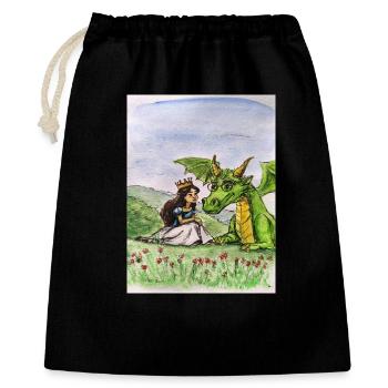 Prinzessin und Drachenwiese Bund - Geschenkbeutel aus Baumwolle (40 x 50 cm) - Schwarz - Vorne