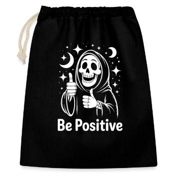 Be Positive Sensenmann - Geschenkbeutel aus Baumwolle (40 x 50 cm) - Schwarz - Vorne