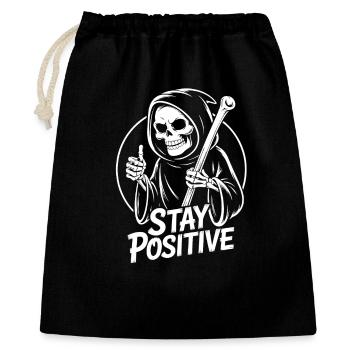 Bleib Positiv Grim Reaper Design - Geschenkbeutel aus Baumwolle (40 x 50 cm) - Schwarz - Vorne