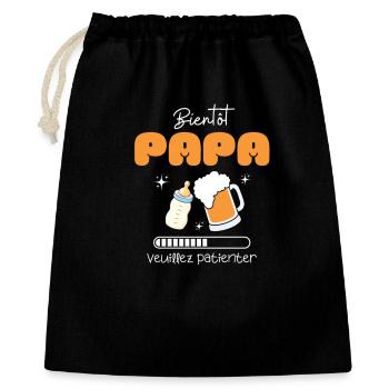 Coming Soon Daddy Humor Pregnancy with Beer & Baby Bottle - Gift Bag 40 x 50 cm - black - Front