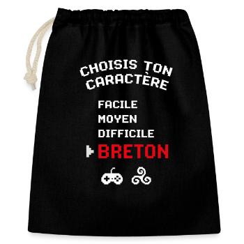 Bretagne Humour Choisis caractère Breton Gaming - Sac cadeau 40 x 50 cm - noir - Devant
