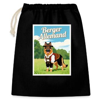 Berger Allemand en costume bavarois - Sac cadeau 40 x 50 cm - noir - Devant