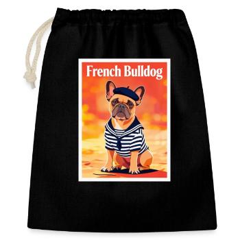 Marine Bulldog Sailor - Geschenkbeutel aus Baumwolle (40 x 50 cm) - Schwarz - Vorne