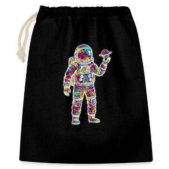 Astronaute Espace Scribble Planète Gribouillis - Sac cadeau 40 x 50 cm - noir - Devant