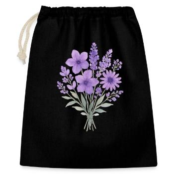 Bouquet aquarelle lavande - Sac cadeau 40 x 50 cm - noir - Devant