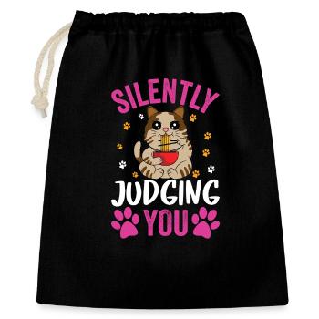 Silently judging you cat - Gift Bag 40 x 50 cm - black - Front