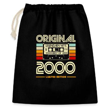 Kassetten-Original 2000er Retro-Hits - Geschenkbeutel aus Baumwolle (40 x 50 cm) - Schwarz - Vorne