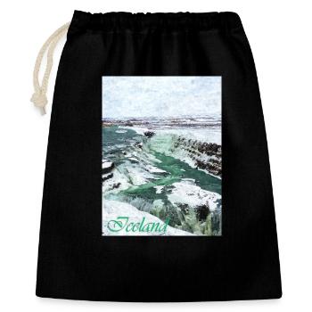Cascades gelées en Islande - Sac cadeau 40 x 50 cm - noir - Devant