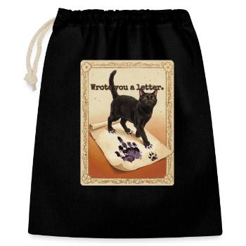 Ich habe dir einen Brief geschrieben, Katze - Geschenkbeutel aus Baumwolle (40 x 50 cm) - Schwarz - Vorne