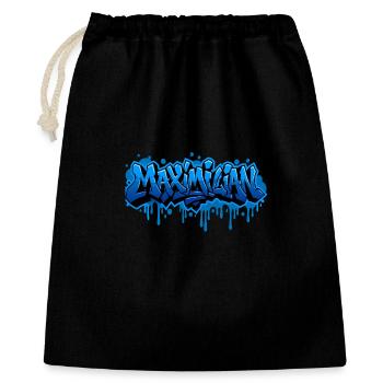 Graffiti  MAXIMILIAN Prénom cadeau idéal imprimabl - Sac cadeau 40 x 50 cm - noir - Devant