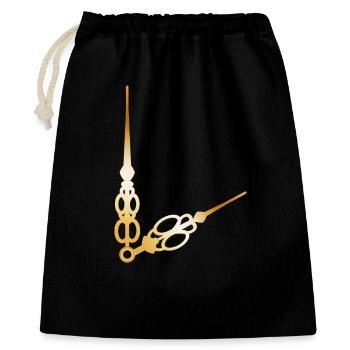 aiguilles d'horloge grandes et petites dorées - Sac cadeau 40 x 50 cm - noir - Devant