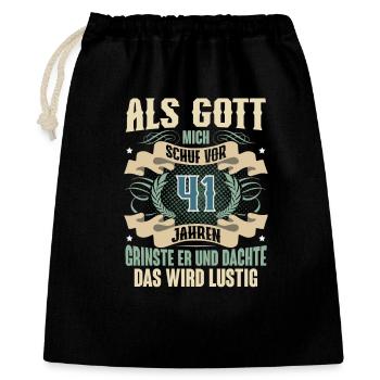 41. Geburtstag Als Gott Mich Schuf Vor - Geschenkbeutel aus Baumwolle (40 x 50 cm) - Schwarz - Vorne