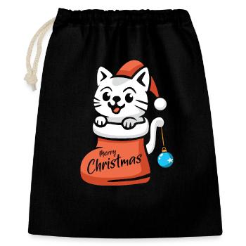 Chat de Noël Joyeux Noël Dessin animé - Sac cadeau 40 x 50 cm - noir - Devant