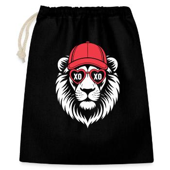 Bonnet de cœurs XO Lion - Sac cadeau 40 x 50 cm - noir - Devant